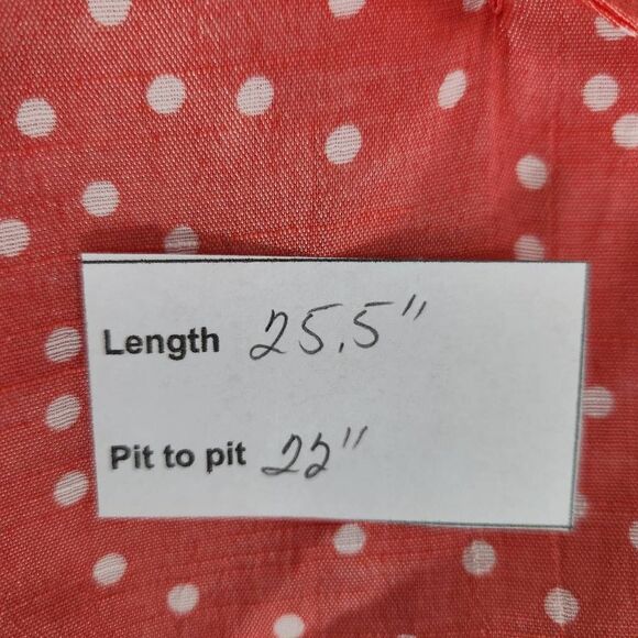 Como Blu Coral Pink Polka Dot Blouse with Cutout Detail Size Large Coral Top - Picture 9 of 9